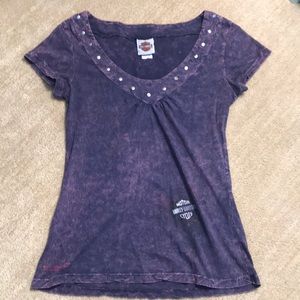 Harley-Davidson Purple Studded Short Sleeve Tee